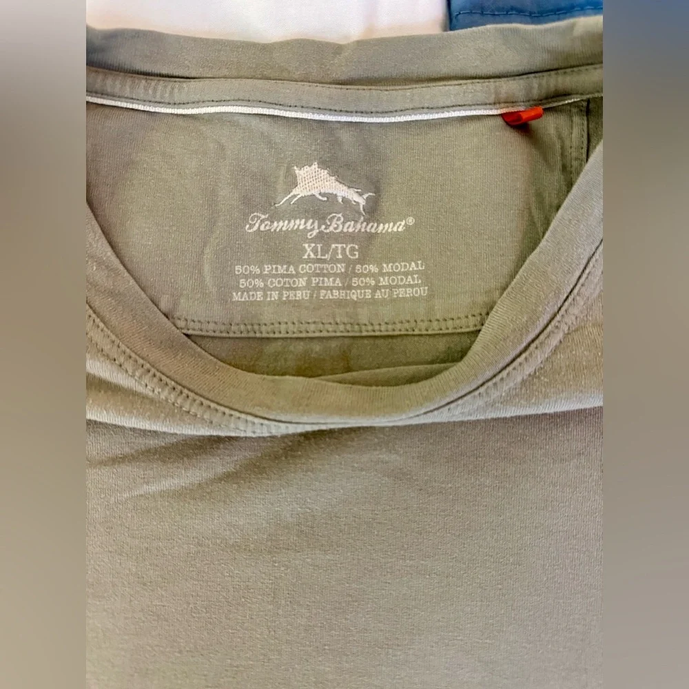 🏝️ Tommy Bahama Pima Cotton Modal Tee XL Sage Green Soft Knit Shirt - Picture 3 of 13